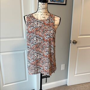 Saint Tropez West Orange and Black Leaf Pattern Top